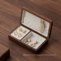Caixa de anel de jóias de madeira sólida de luxo